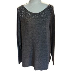 APT.9 Embellished Scoop-neck Taupe Sweater, VGUC, XXL